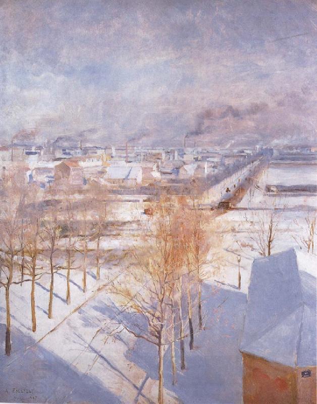 Albert Edelfelt Paris in the Snow China oil painting art